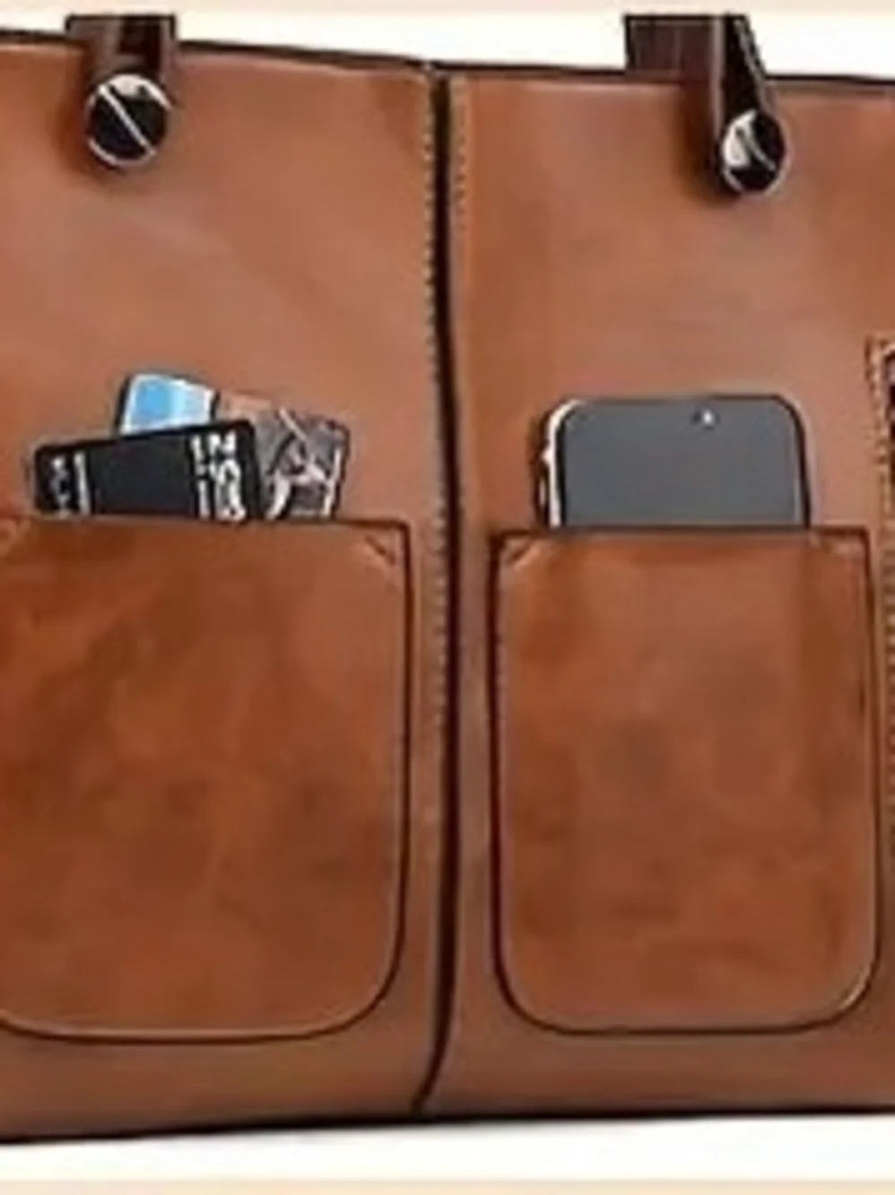 Classic Brown High Quality Faux Leather Tote Bag